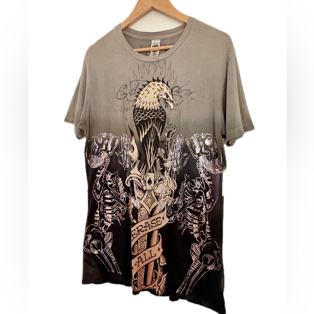 Y2K Ed Hardy Erase All Fears Eagle Vintage Graphic Tee